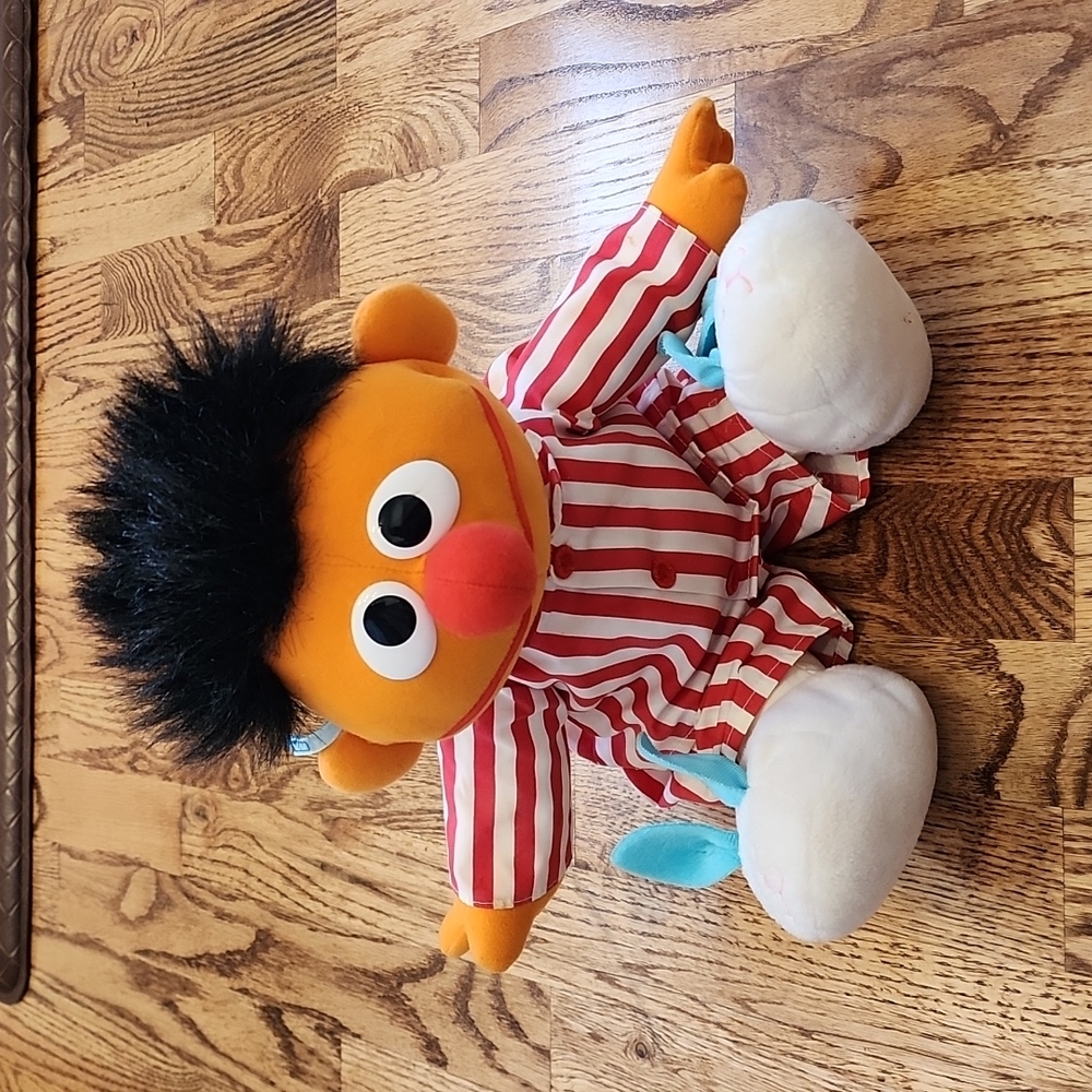 Vintage Sing and Snore Ernie Sesame Street Bunny Slipper Stripes Gift Retro Rare